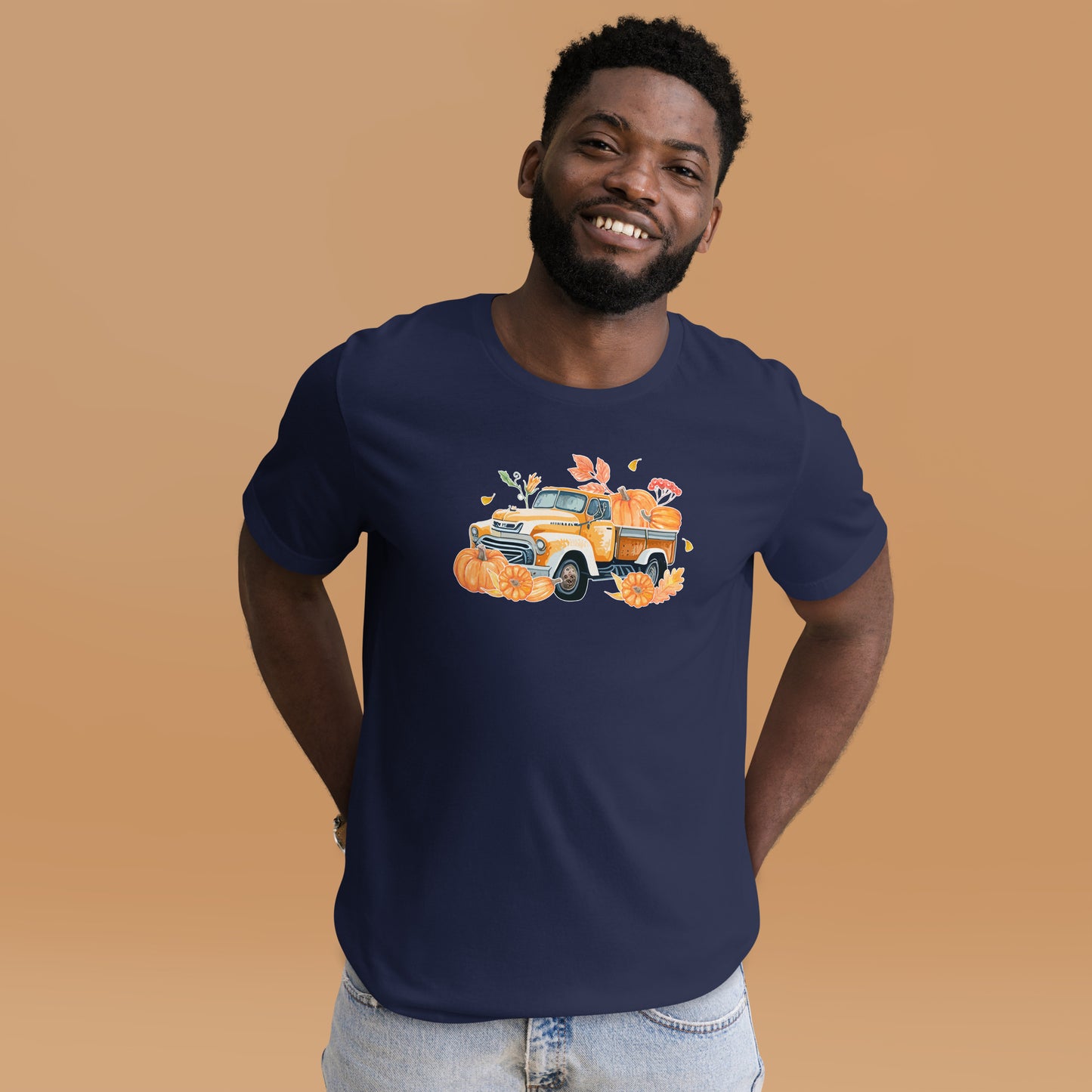 Pumpkin Thanksgiving Vintage Truck Unisex Dark Shirt