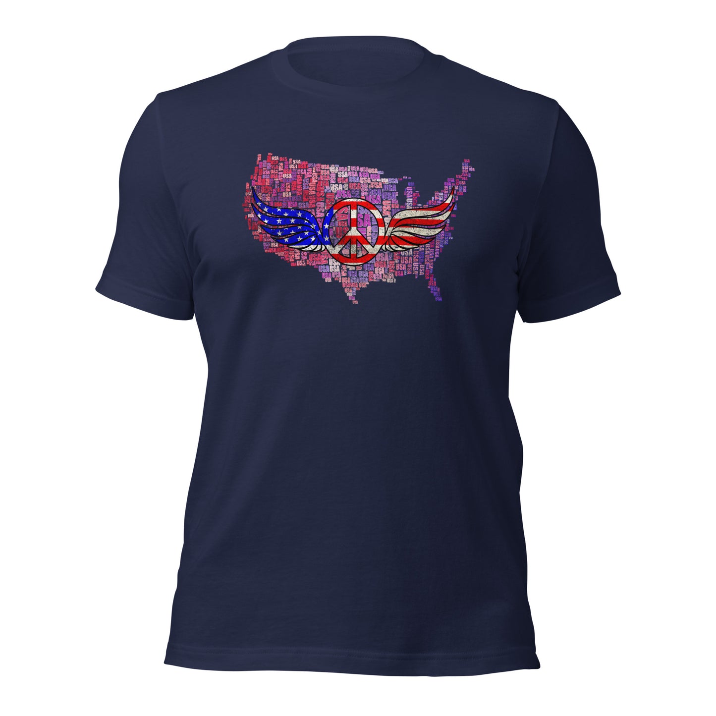 Military Patriotic Distressed USA Flag Graphic Unisex Dark Tee