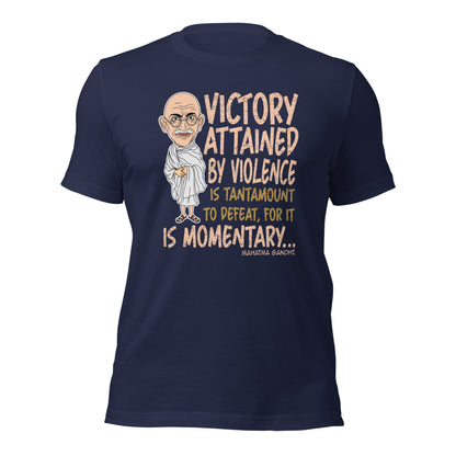 Mahatma Gandhi Victory Inspirational Quote Unisex Dark Tee