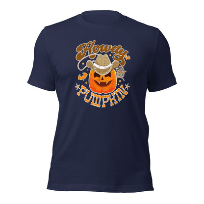 Howdy Pumpkin Cowboy Cowgirl Western Halloween Unisex Dark Shirt