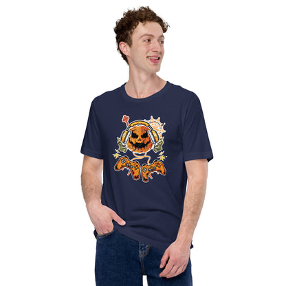 Halloween Pumpkin Gamer T Shirts Trick Or Treat Unisex Dark Tee