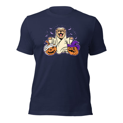 Halloween Spooky Dad Mom Canine Ghost English Bulldog Pumpkin Unisex Dark Shirt