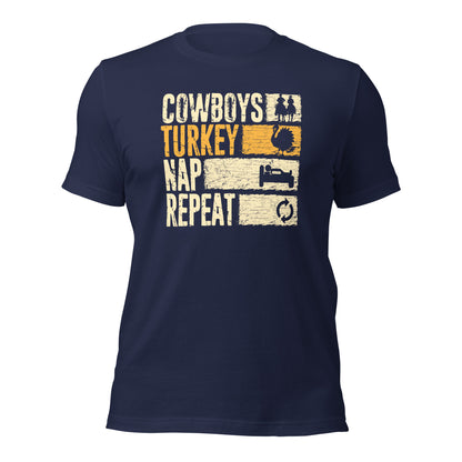 Cowboys Turkey Nap Repeat Cowboy Bebop Thanksgiving Unisex Dark Shirt