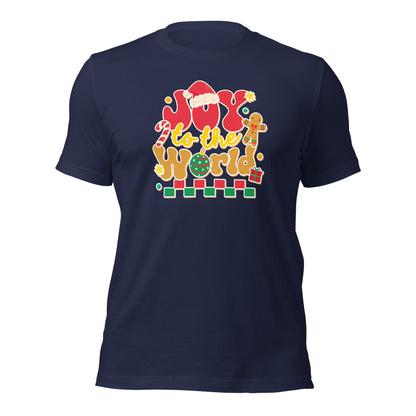 Joy To The World Santa Hat Joyful Christmas Unisex Dark Shirt