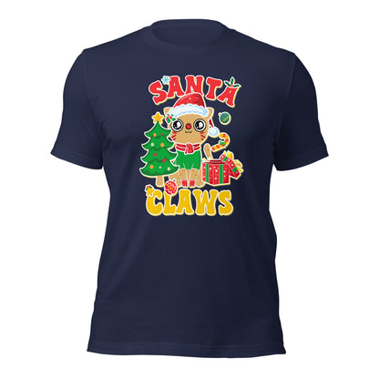 Santa Claws Santa Hat Cat Christmas Unisex Dark tee