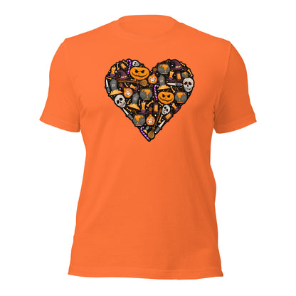 Halloween Heart Love Pumpkin Skull Unisex Light Shirt