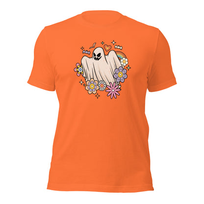 Retro FLoral Ghost Happy Halloween Trick or Treat Unisex Light Tee