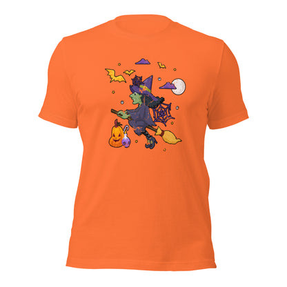 Flying Wicked Witch Halloween Trick or Treat Unisex Light Tee