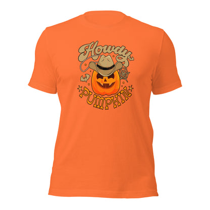 Howdy Pumpkin Cowboy Cowgirl Western Halloween Unisex Light Shirt