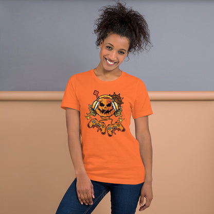 Halloween Pumpkin Gamer T Shirts Trick Or Treat Unisex Light Tee