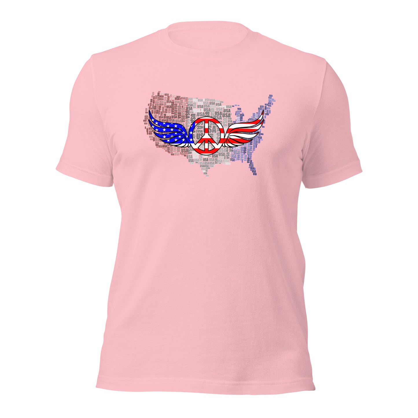 Patriotic T-Shirt USA Flag Peace With Wings Symbol Unisex Light Tee