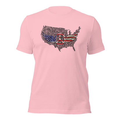 White USA Map with Peace Sign Wings For Army Wife Unisex Light Tee