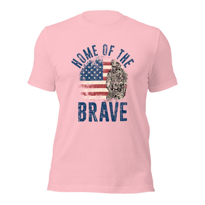 Vintage Military Patriot Home Of The Brave Unisex Light Shirt