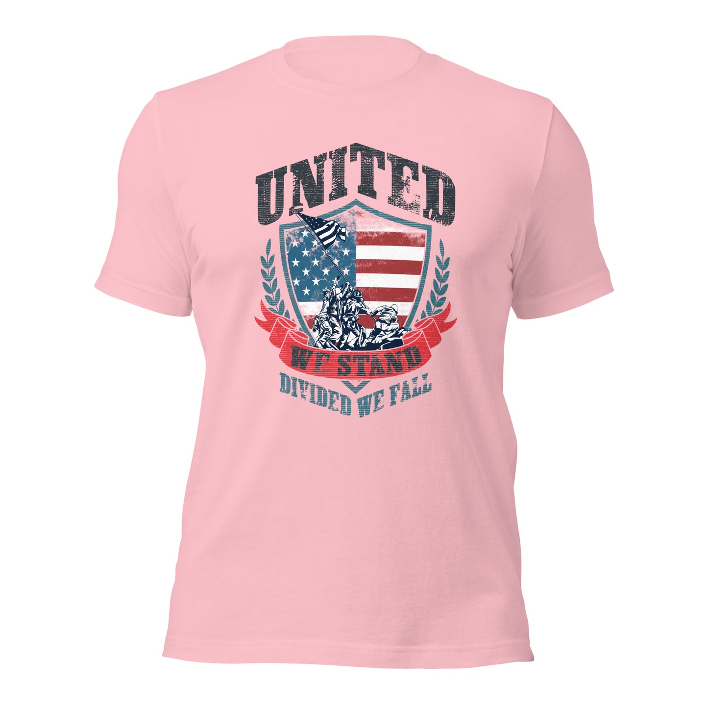 USA Flag Shield United We Stand Divided We Fall Unisex Light Shirt