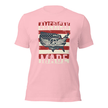 Patriot Distressed American Made USA Flag Military Unisex Light Shirt