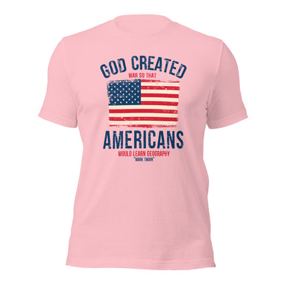 Mark Twain God Created War Patriotic Flag Unisex Light Shirt