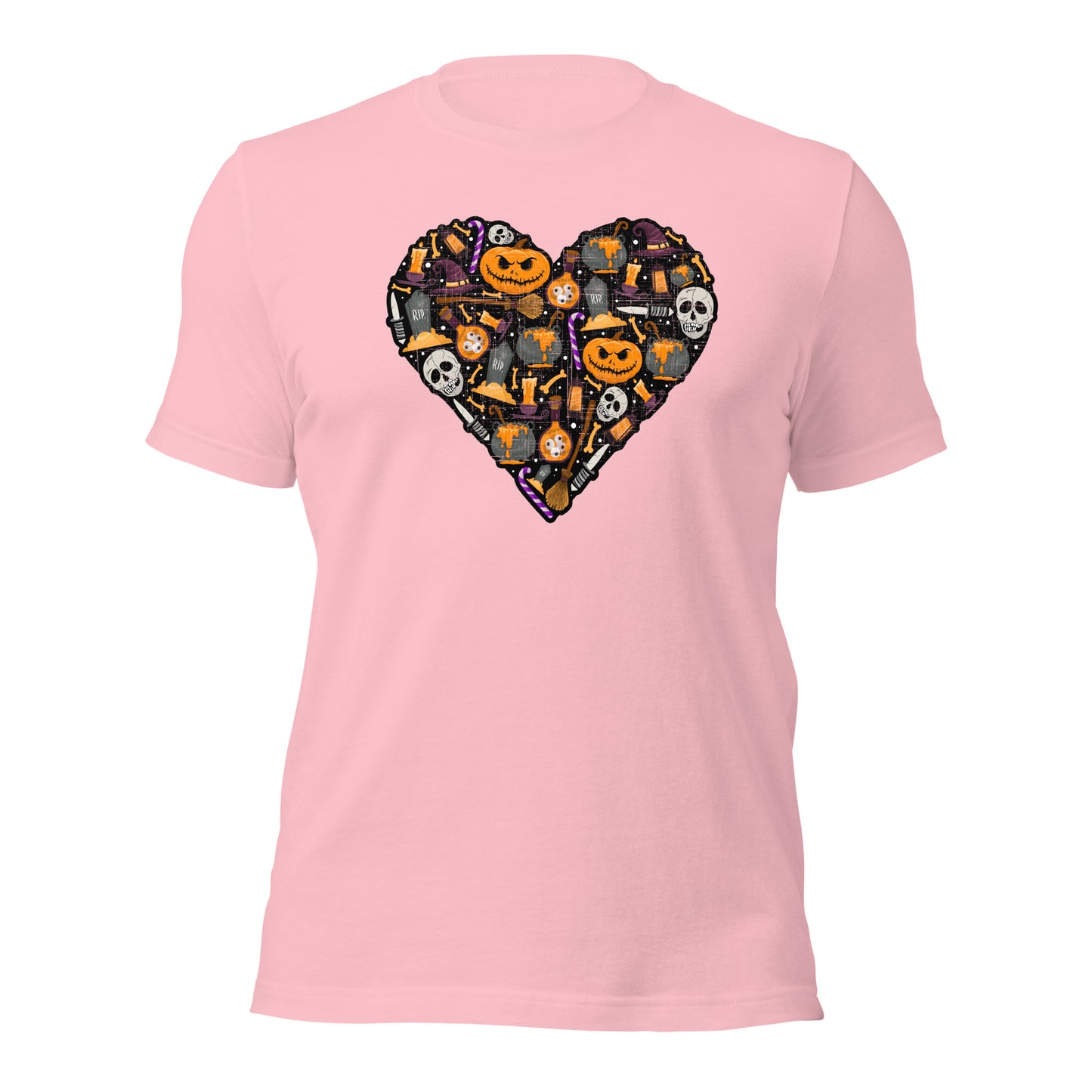 Halloween Heart Love Pumpkin Skull Unisex Light Shirt