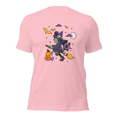 Flying Wicked Witch Halloween Trick or Treat Unisex Light Tee