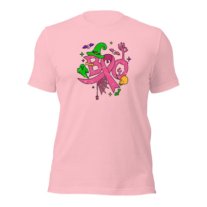 Halloween Breast Cancer Awareness Pink Ribbon Boo Unisex Light Shirt