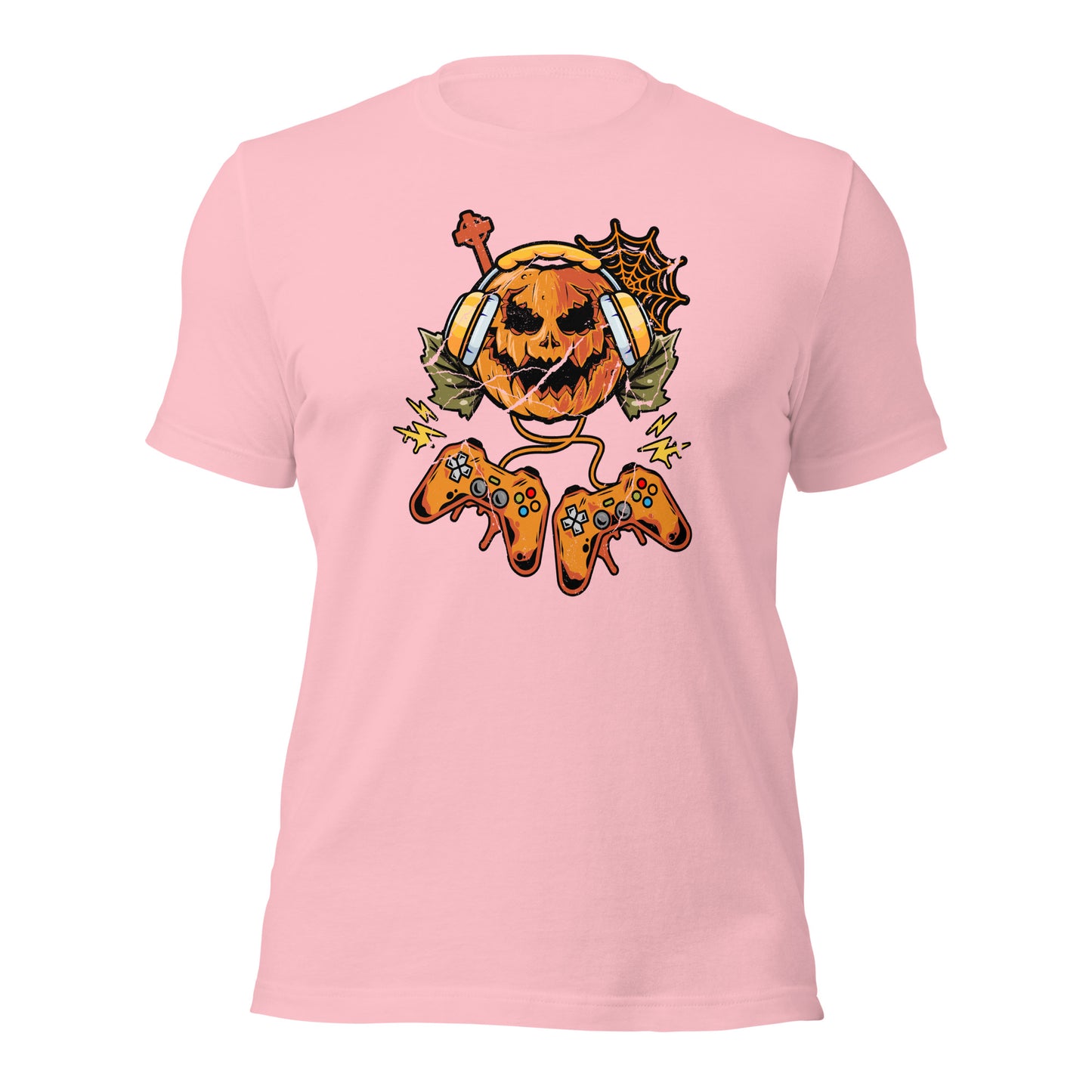 Halloween Pumpkin Gamer T Shirts Trick Or Treat Unisex Light Tee