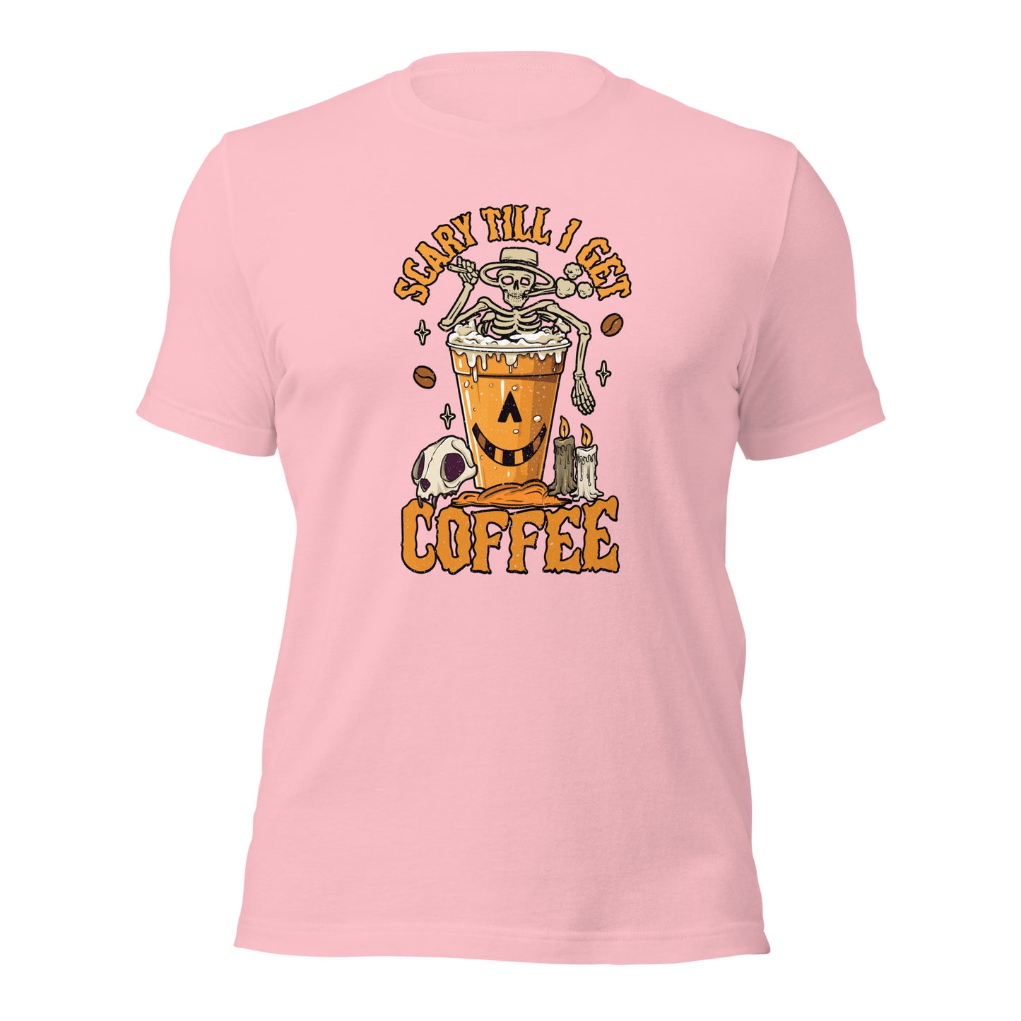 Scary Till I Get Coffee Halloween Coffee Lover Unisex Light Shirt