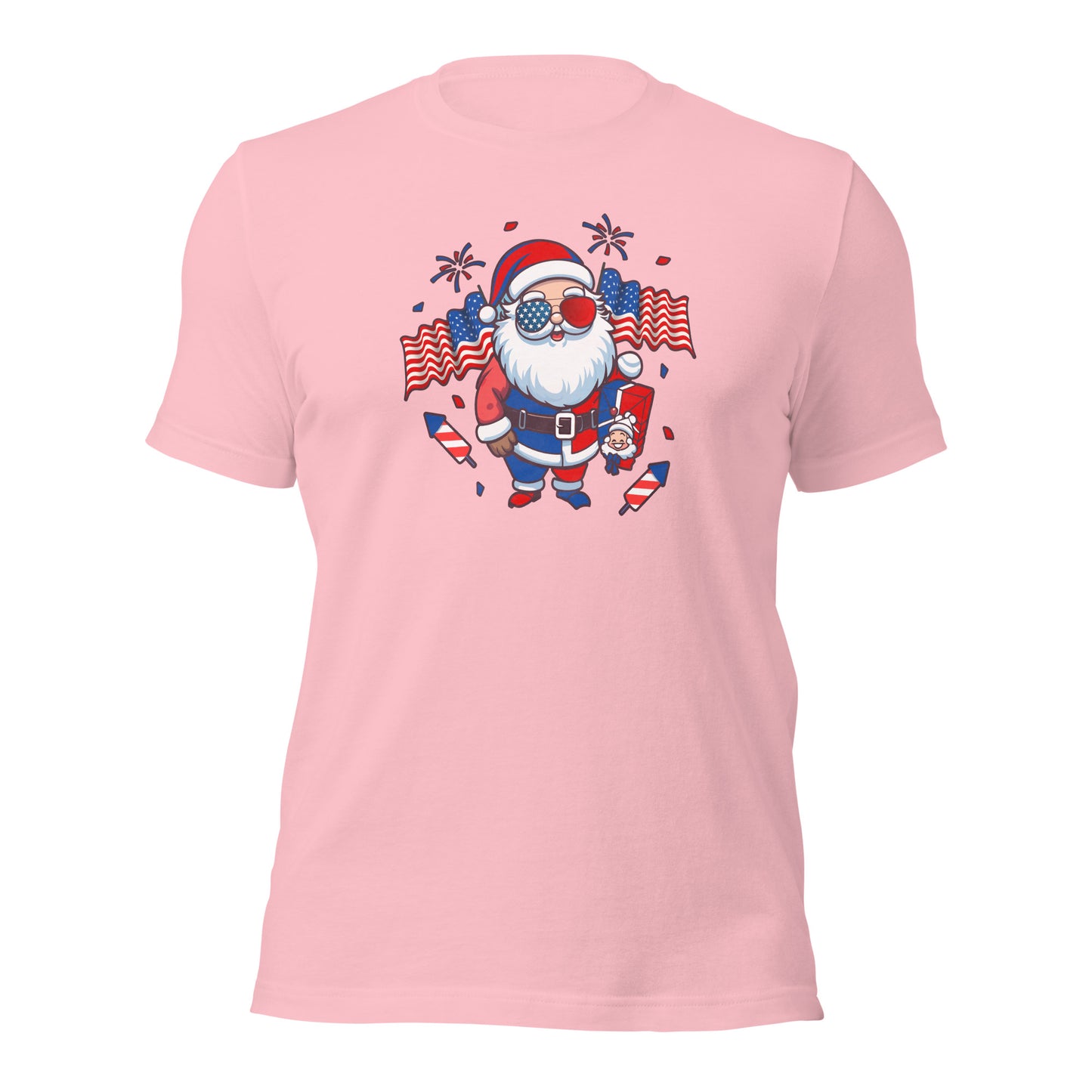 Patriotic Santa Claus USA Military Veteran Xmas Unisex Light Shirt