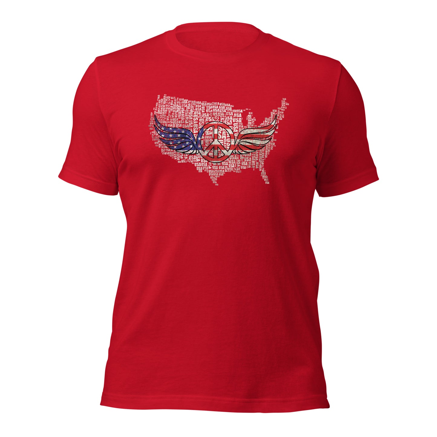 White USA Map with Peace Sign Wings For Army Wife Unisex Dark Tee