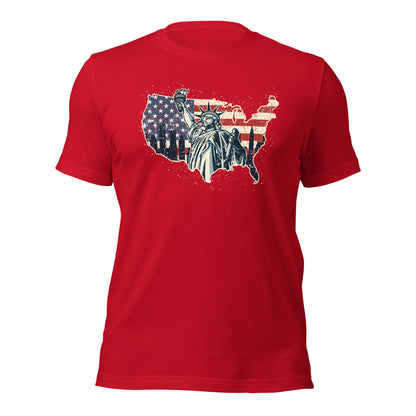 Distressed USA Flag Statue Of Liberty New York Men Women's Dark Shirt