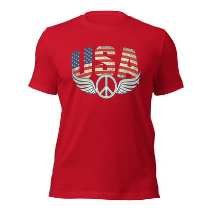 USA Flag Peace Sign Symbol Veteran Vintage Patriotic Unisex Dark t-shirt