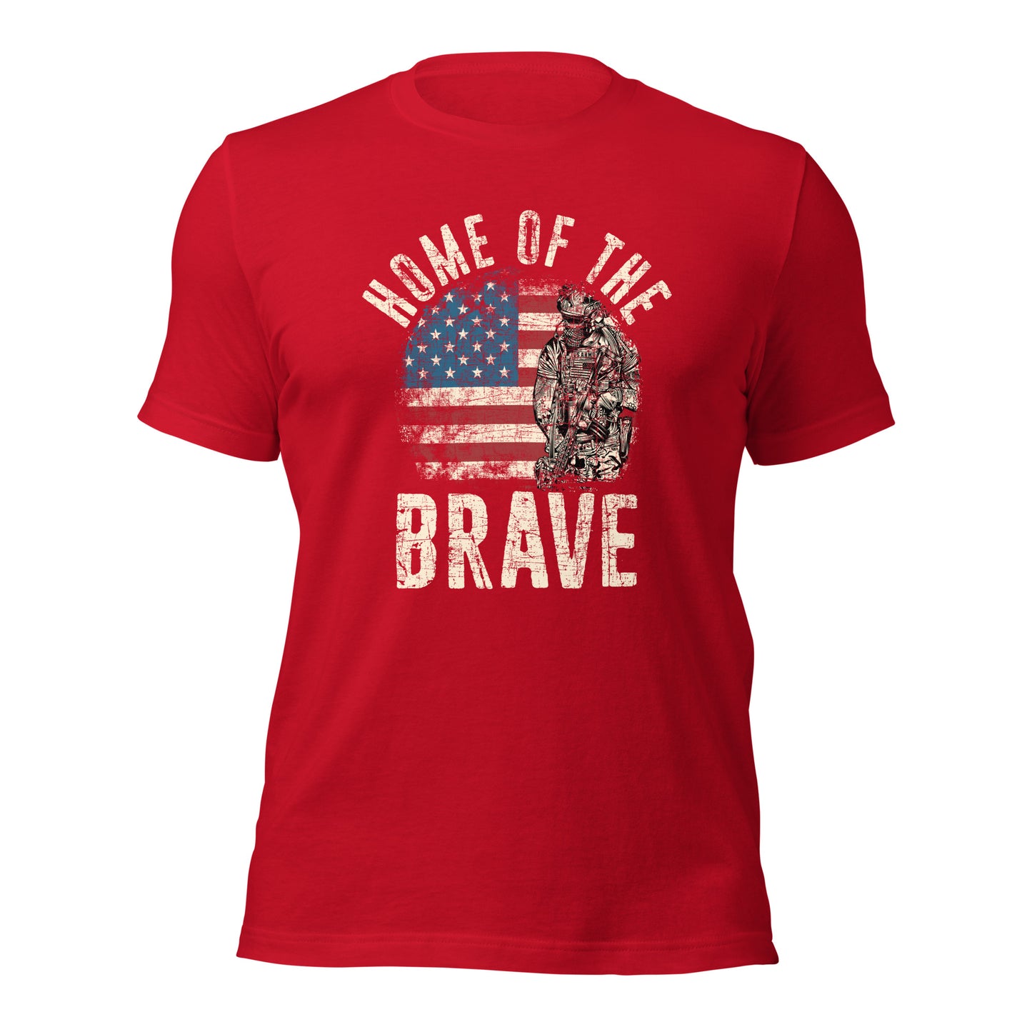 Vintage Military Patriot Home Of The Brave Unisex Dark Shirt