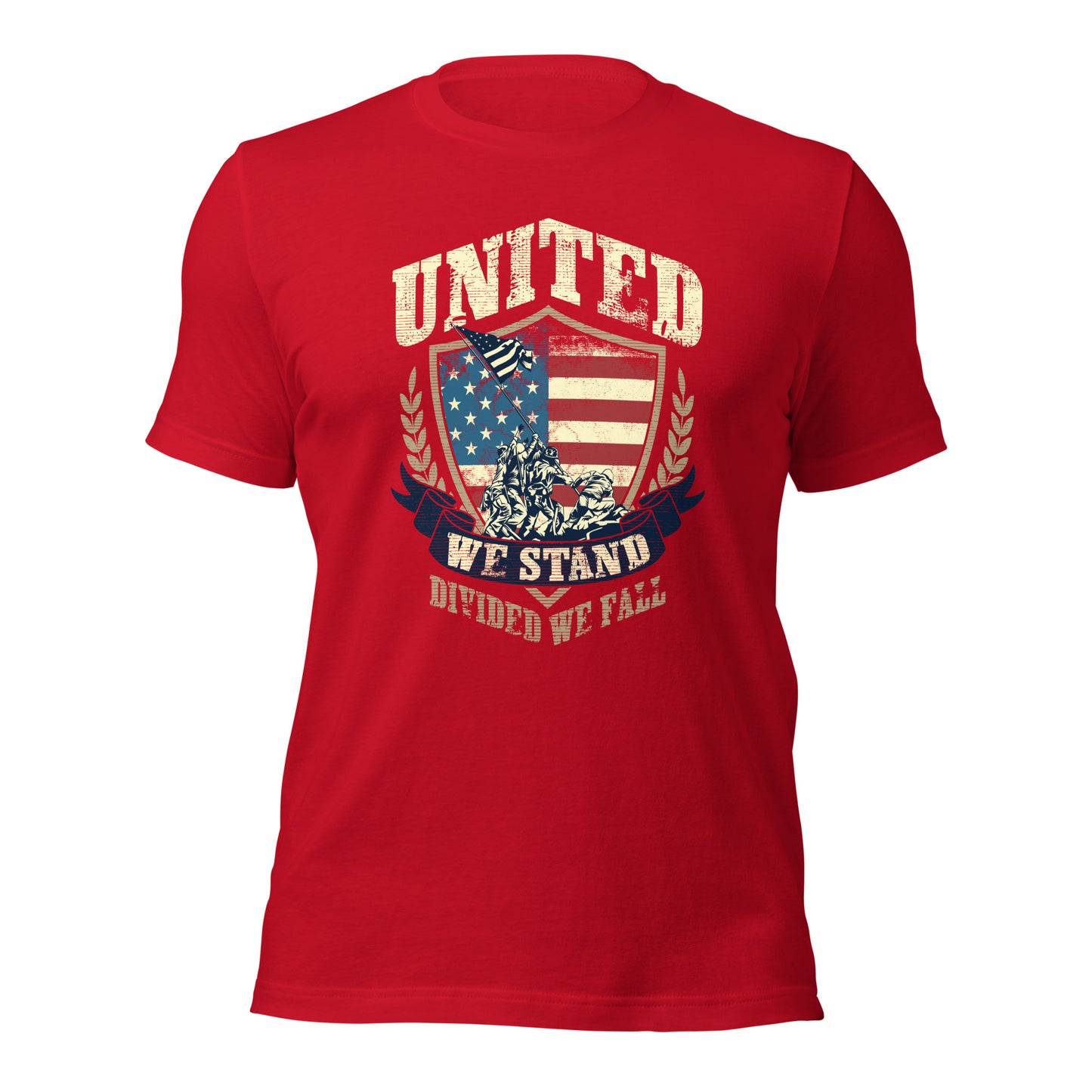 USA Flag Shield United We Stand Divided We Fall Unisex Dark Shirt