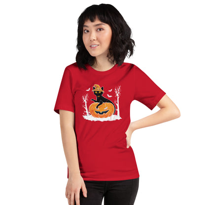 Black Cat Pumpkin Halloween Jack o Lantern Unisex Dark Shirt