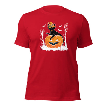 Black Cat Pumpkin Halloween Jack o Lantern Unisex Dark Shirt