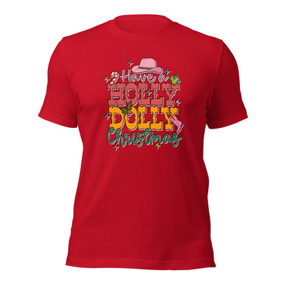 Have A Holly Dolly Christmas Western Christmas Unisex Dark Shirt