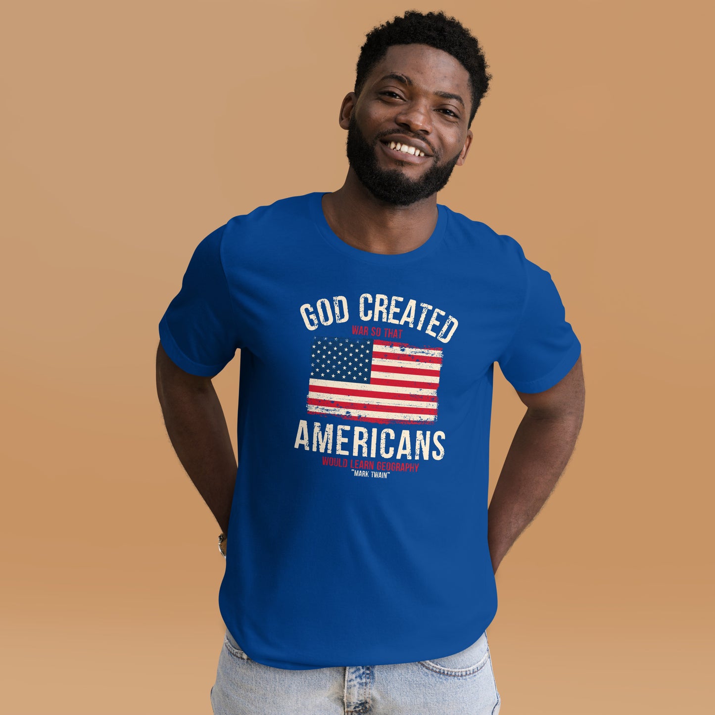 Mark Twain God Created War Patriotic Flag Unisex Dark Shirt