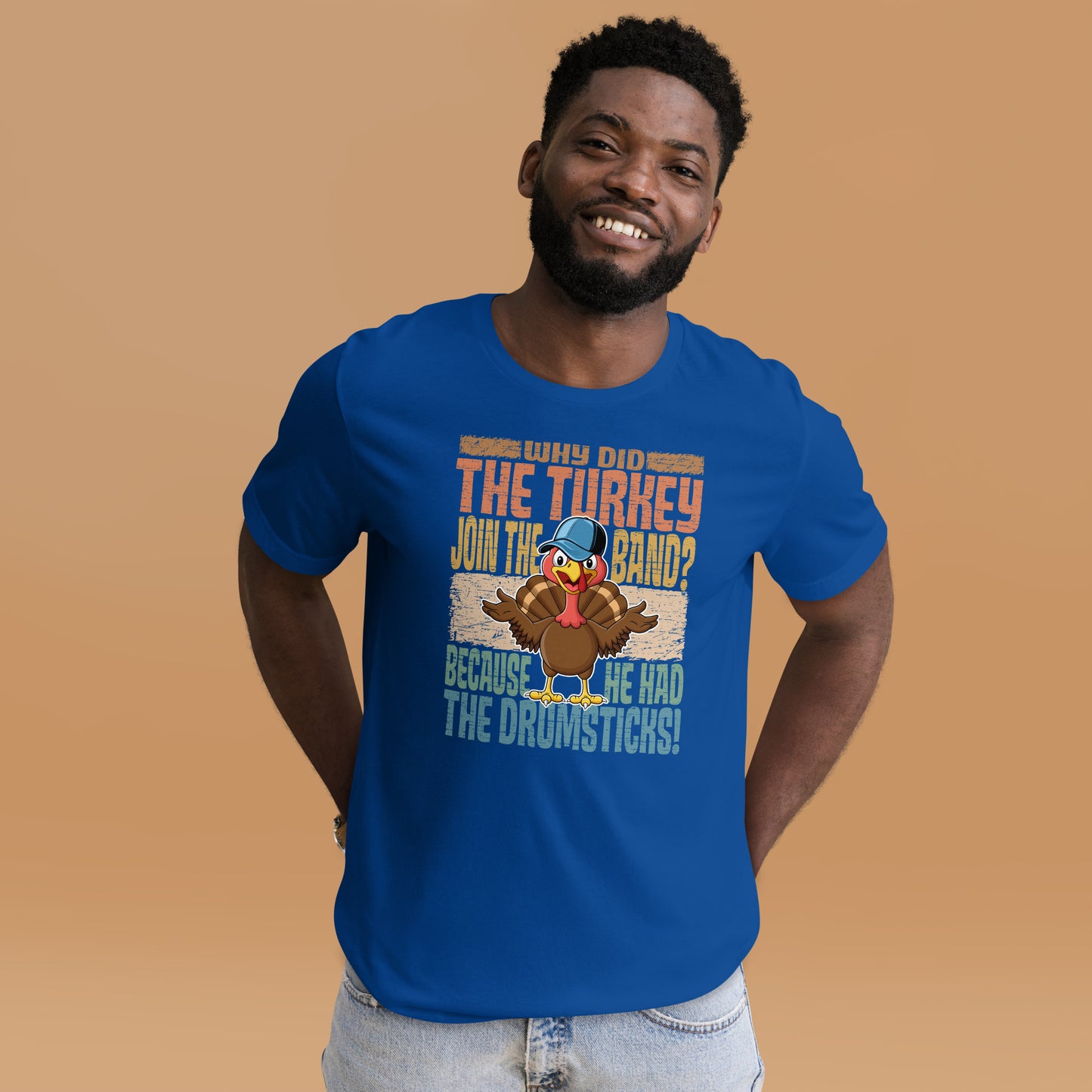 Why Did The Turkey Join The Band? Funny Thanksgiving Unisex Dark Shirt