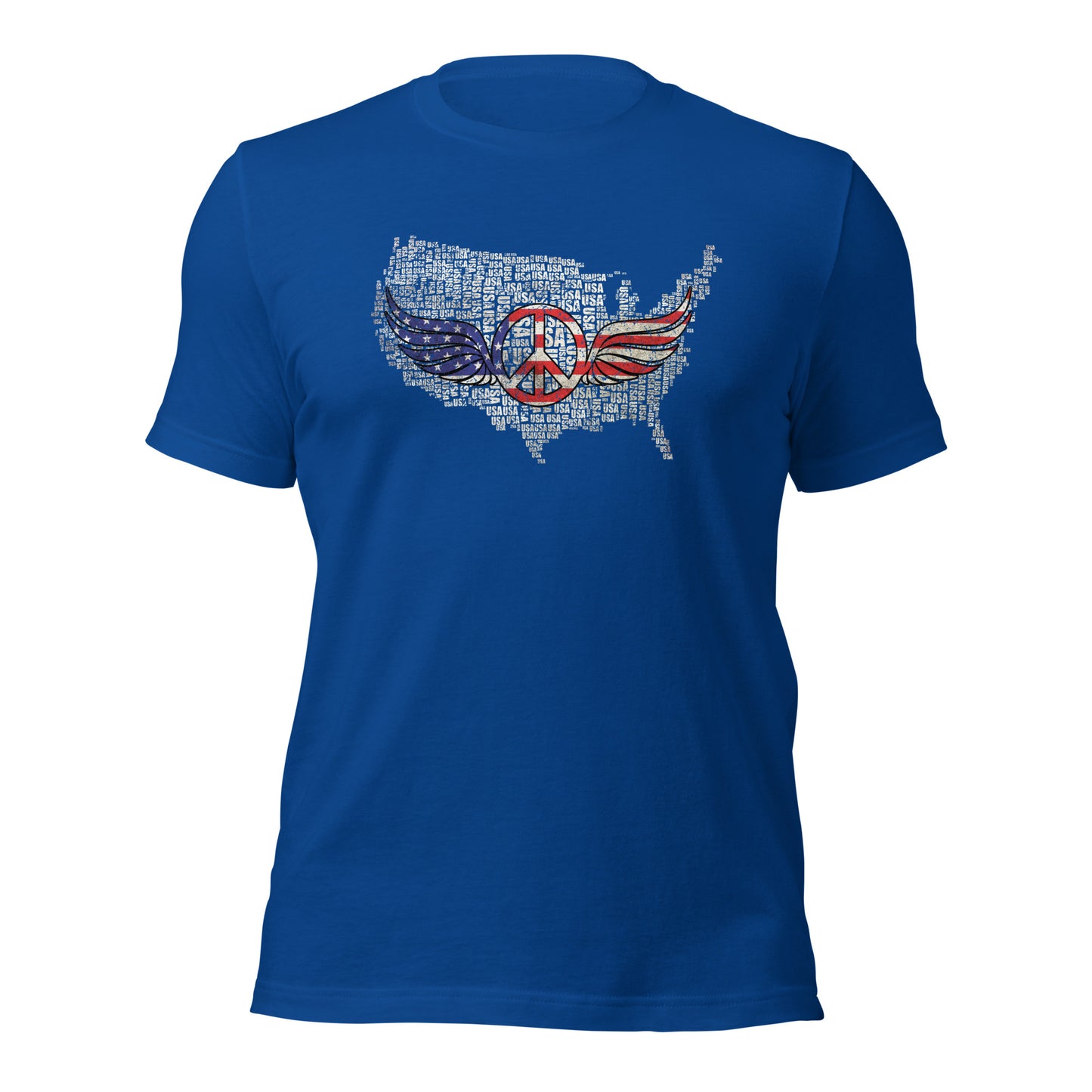 White USA Map with Peace Sign Wings For Army Wife Unisex Dark Tee