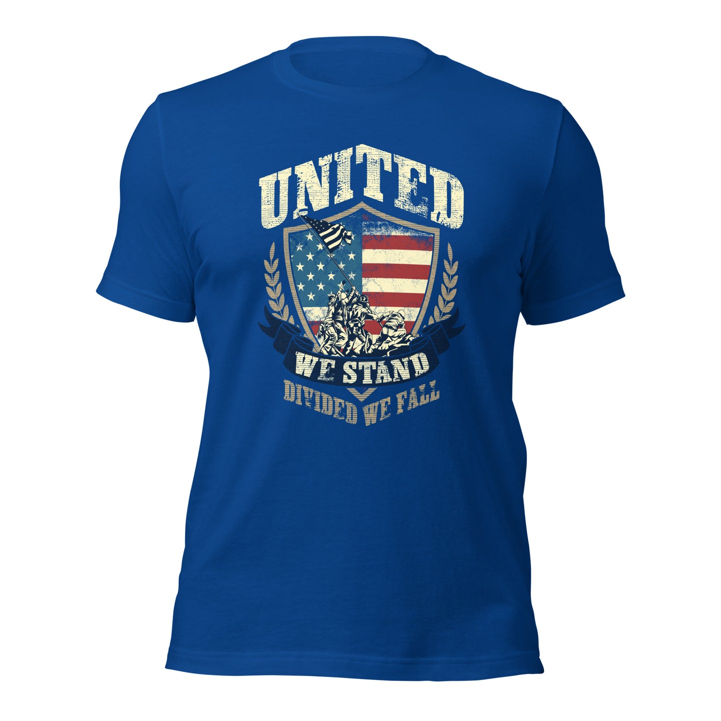 USA Flag Shield United We Stand Divided We Fall Unisex Dark Shirt