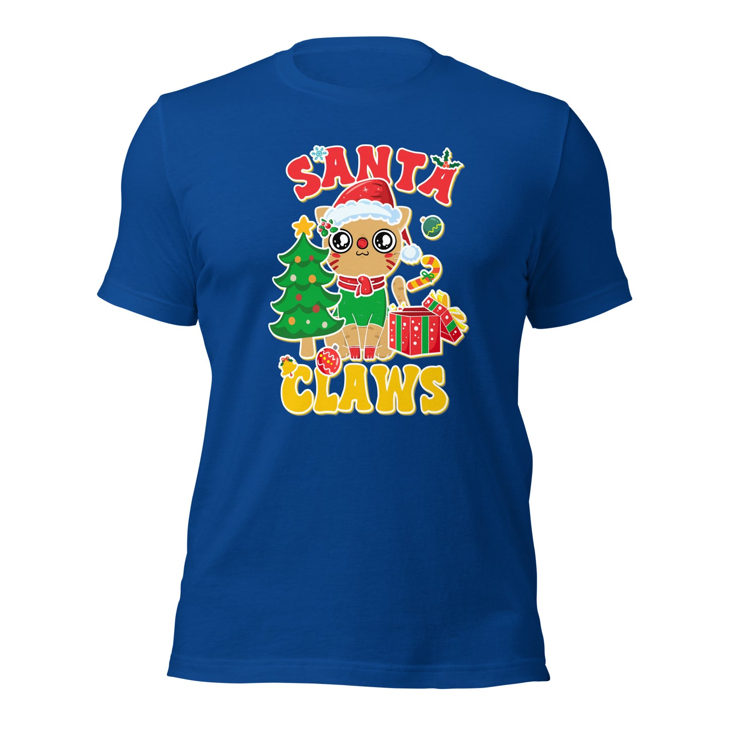 Santa Claws Santa Hat Cat Christmas Unisex Dark tee