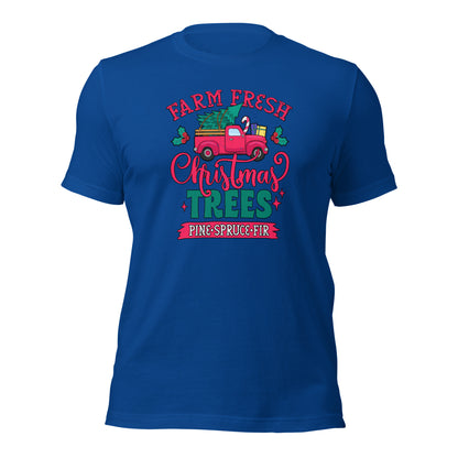 Farm Fresh Christmas Trees Pine Spruce Fir Xmas Unisex Dark Shirt