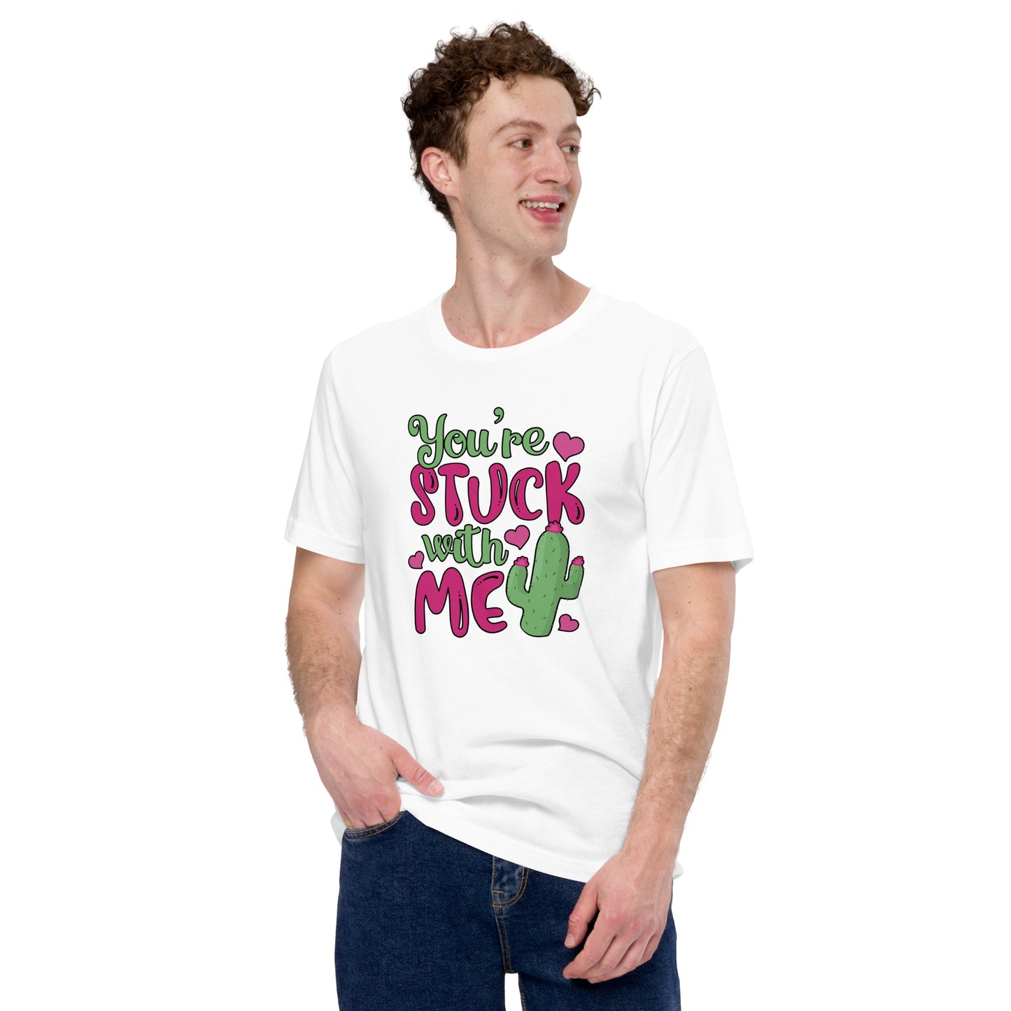 Succulent Lovers Valentines Day Gift You're Stuck With Me Unisex Light Shirt