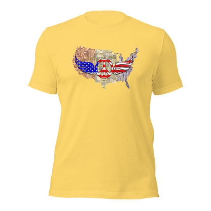 Patriotic T-Shirt USA Flag Peace With Wings Symbol Unisex Light Tee