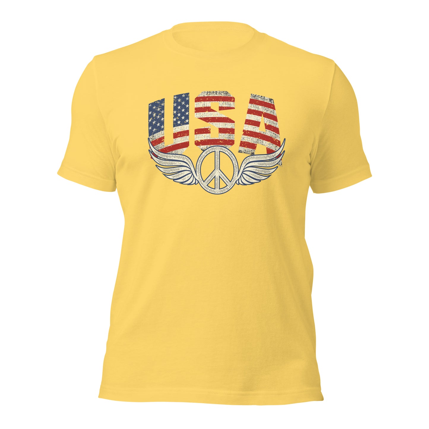 USA Flag Peace Sign Symbol Veteran Vintage Patriotic Unisex Light Shirt