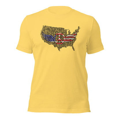 White USA Map with Peace Sign Wings For Army Wife Unisex Light Tee