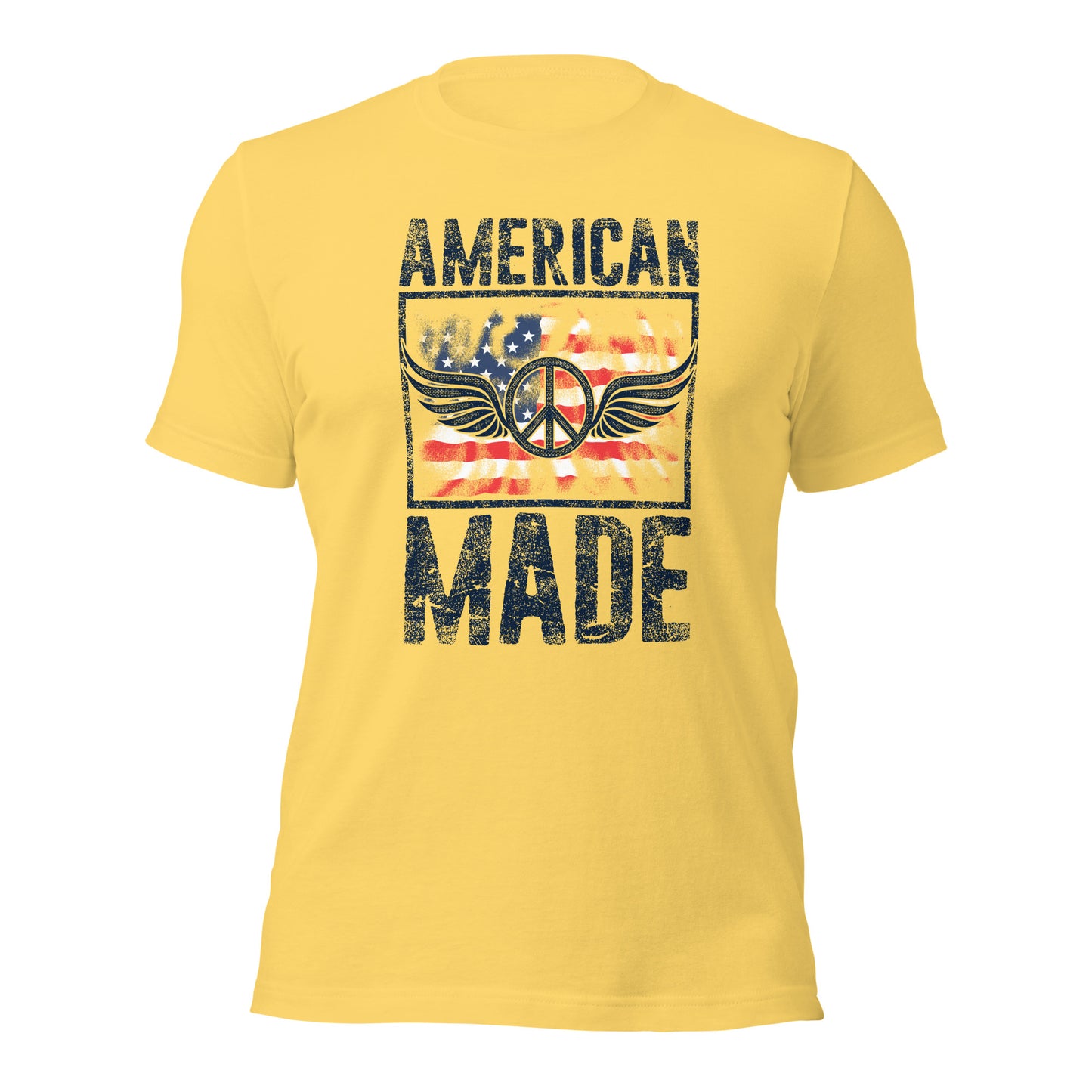 Vintage American Made USA Flag Peace Sign Unisex Light T-shirt