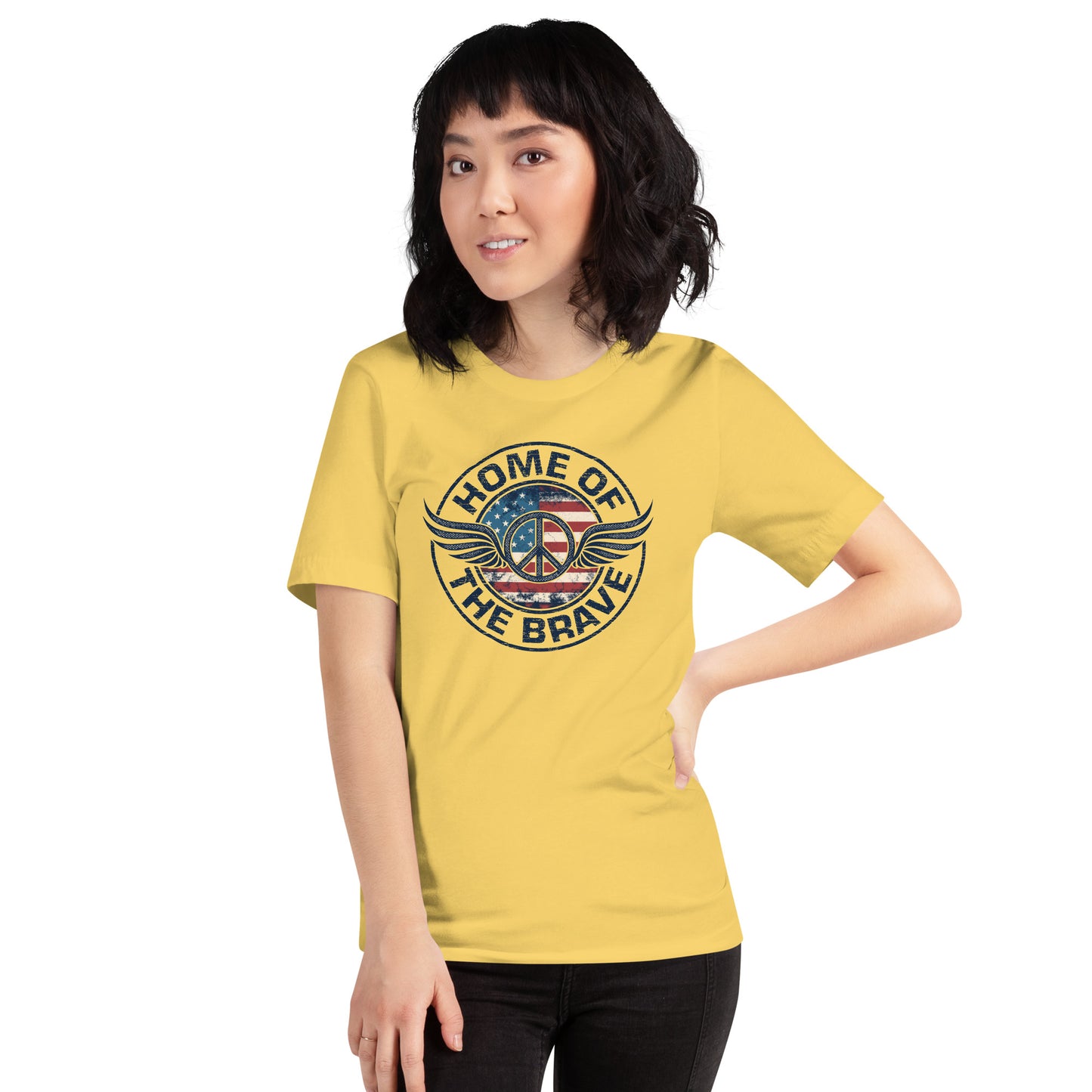 Home Of The Brave Vintage Military Veteran Unisex Light T-shirt