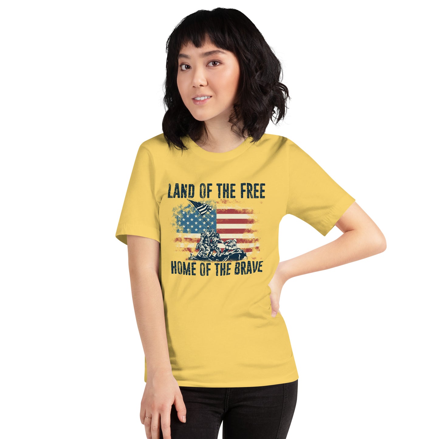 Vintage Land Of The Free Home Of The Brave Unisex Light Shirt