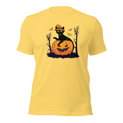 Black Cat Pumpkin Halloween Jack o Lantern Unisex Light Shirt