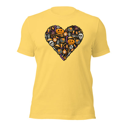 Halloween Heart Love Pumpkin Skull Unisex Light Shirt