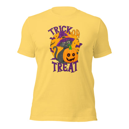 Halloween Witch Black Cat Trick Or Treat Unisex Light Shirt